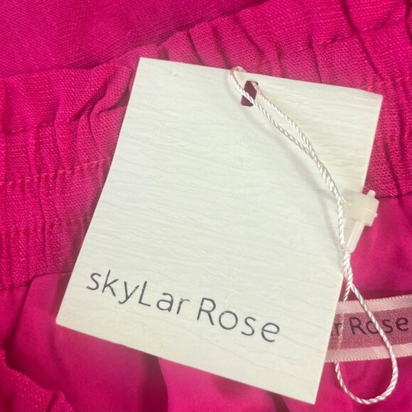 Skylar Rose Shorts Linen Blend Womens Small Pink New Elastic Waist - Picture 8 of 8